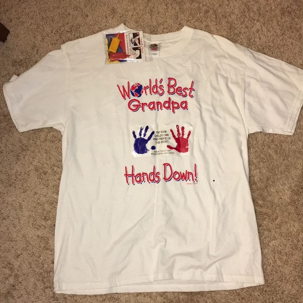 Worlds best grandpa shirt for handprints w/ paint